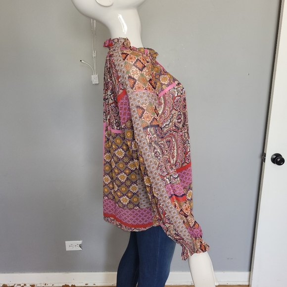 Molly Bracken Hippie Printed Sheer Blouse, VGUC, Size S - Picture 7 of 9